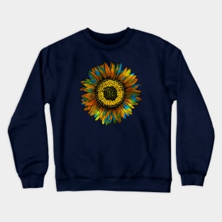 Sunflower Beauty of Blue and Yellow Crewneck Sweatshirt